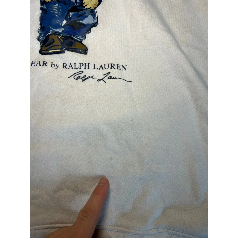 Polo Ralph Lauren Polo Bear American Flag Sweater Logo Hoodie White Men's Size L